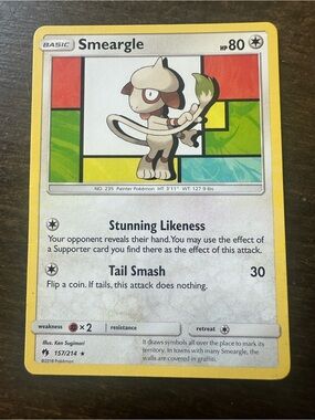 Smeargle Pokemon Trading Card - Yellow Frame